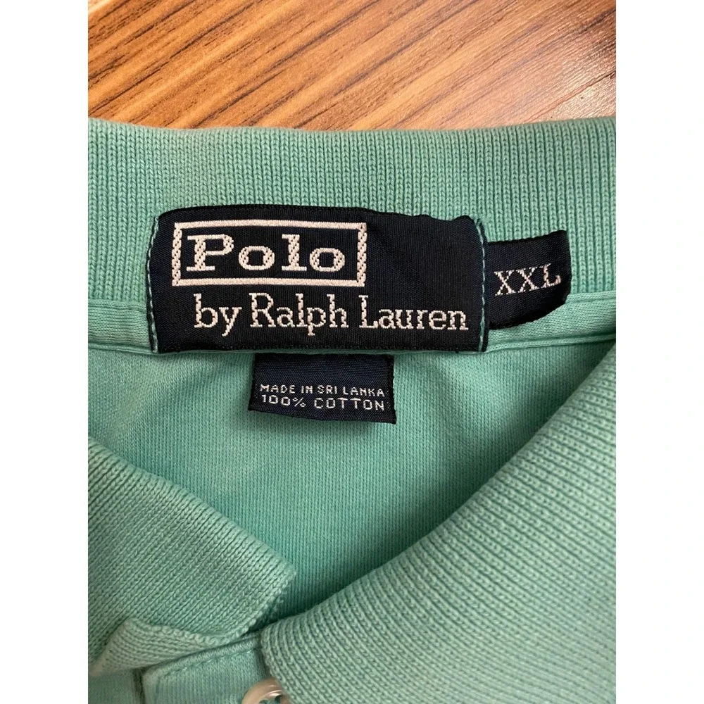 Polo Ralph Lauren Mens XXL Green Short‎ Sleeve Cotton Pique Pony Logo Polo Shirt